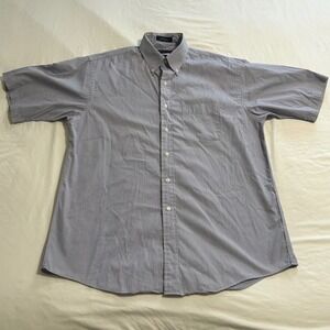 Overton Mens Blue White Gingham Check Short Sleeve Button Down Shirt Large